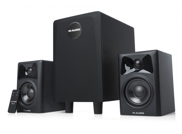 M-Audio AV32.1
M-Audio AV32.1 com Driver de Baixa Freq: Diametro 3,5", Revestimento Polipropileno, com Bobina de Alta Temperatura
Driver de Alta Freq: Diametro 1", Tweeter de Cone de Seda
Resposta de Freq: 80 Hz - 20 kHz
Freq de Crossover: 3.3 kHz
Poder: 20W + 20W / 25W + 25W (RMS/Música)
Driver de Baixa Freq: diâmetro de 6,5 ", papel revestido, com bobina de alta temperatura
Resposta de Freq: 36 Hz - 200 Hz
Freq de Crossover: 100 Hz
Conectores de Entrada: RCA Esquerda e Direita, TRS Balanceado Esquerda e Direita, Digital PCM (óptico) até 24bit/192kHz
Impedância de entrada: 20K? Balanceado
Poder: 70W / 100W (RMS/Música)
M-Audio AV32.1
M-Audio AV32.1 com Driver de Baixa Freq: Diametro 3,5", Revestimento Polipropileno, com Bobina de Alta Temperatura
Driver de Alta Freq: Diametro 1", Tweeter de Cone de Seda
Resposta de Freq: 80 Hz - 20 kHz
Freq de Crossover: 3.3 kHz
Poder: 20W + 20W / 25W + 25W (RMS/Música)
Driver de Baixa Freq: diâmetro de 6,5 ", papel revestido, com bobina de alta temperatura
Resposta de Freq: 36 Hz - 200 Hz
Freq de Crossover: 100 Hz
Conectores de Entrada: RCA Esquerda e Direita, TRS Balanceado Esquerda e Direita, Digital PCM (óptico) até 24bit/192kHz
Impedância de entrada: 20K? Balanceado
Poder: 70W / 100W (RMS/Música)