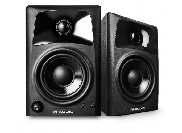 M-Audio AV32
M-Audio AV32 com Woofers de 3 polegadas revestidos de polipropileno para graves firmes e precisos
Tweeters com 1 polegada com cone de seda, refrigerado a ferrofluido para agudos nítidos, agúdos cristalinos
Tweeter com guias de onda OptImage IV para imagem superior e detalhes
Amplificador de 10 watt por canal
Entradas RCA para conexão de sistemas de jogos, equipamento de DJ, mixers, e muito mais
Entrada auxiliar estéreo 1/8”no Painel frontal para conectar seu laptop ou computador desktop, MP3 player, ou outras fontes de áudio
Saída para fones 1/8” no painel frontal
Controle de volume painel frontal
Gabinete MDF com design bass reflex acusticamente inerte para um som rico e profundo
Atraente acabamento laminado em vinil preto
Tipo: Monitor de referência desktop de duas vias
Driver de baixa frequência: 3" de diâmetro, revestido de polipropileno, com bobina de voz de alta temperatura
Driver de alta frequência: 1" de diâmetro, tweeter com cone de seda
Resposta de Frequência: 80 Hz - 20 kHz
Frequência do Crossover: 3,3 kHz
RMS SPL: 101,5 dB @ 1 metro
Relação sinal-ruído:> 90 dB (típica, A-weighted)
Conectores de Entrada: Entrada de linha esquerda e direita RCA e entrada aux 1/8"
Polaridade: Sinal positivo na entrada “+” produz deslocamento frontal do cone
Potência: 10 watt contínuos por canal em 4 Ω
Impedância de entrada: 10 k Ω desbalanceada
Sensibilidade de entrada: 100 mV entrada de ruído rosa produz 90 dBA saída SPL a 1 metro com controle de volume no máximo
Proteção: interferência de RF, limitação de corrente de saída, sobre a temperatura, transientes do on/off, filtro subsônico
Indicador: LED azul para alinhar guia de onda
Alimentação: 100-120V / ~ 50/60 Hz, 220-240V / ~ 50/60 Hz; alimentado através do cabo “8” AC destacável
Gabinete: Vinil-MDF laminado
Dimensões: 19 x 13 x 15,6 cm
Peso: 2,55 kg
M-Audio AV32
M-Audio AV32 com Woofers de 3 polegadas revestidos de polipropileno para graves firmes e precisos
Tweeters com 1 polegada com cone de seda, refrigerado a ferrofluido para agudos nítidos, agúdos cristalinos
Tweeter com guias de onda OptImage IV para imagem superior e detalhes
Amplificador de 10 watt por canal
Entradas RCA para conexão de sistemas de jogos, equipamento de DJ, mixers, e muito mais
Entrada auxiliar estéreo 1/8”no Painel frontal para conectar seu laptop ou computador desktop, MP3 player, ou outras fontes de áudio
Saída para fones 1/8” no painel frontal
Controle de volume painel frontal
Gabinete MDF com design bass reflex acusticamente inerte para um som rico e profundo
Atraente acabamento laminado em vinil preto
Tipo: Monitor de referência desktop de duas vias
Driver de baixa frequência: 3" de diâmetro, revestido de polipropileno, com bobina de voz de alta temperatura
Driver de alta frequência: 1" de diâmetro, tweeter com cone de seda
Resposta de Frequência: 80 Hz - 20 kHz
Frequência do Crossover: 3,3 kHz
RMS SPL: 101,5 dB @ 1 metro
Relação sinal-ruído:> 90 dB (típica, A-weighted)
Conectores de Entrada: Entrada de linha esquerda e direita RCA e entrada aux 1/8"
Polaridade: Sinal positivo na entrada “+” produz deslocamento frontal do cone
Potência: 10 watt contínuos por canal em 4 Ω
Impedância de entrada: 10 k Ω desbalanceada
Sensibilidade de entrada: 100 mV entrada de ruído rosa produz 90 dBA saída SPL a 1 metro com controle de volume no máximo
Proteção: interferência de RF, limitação de corrente de saída, sobre a temperatura, transientes do on/off, filtro subsônico
Indicador: LED azul para alinhar guia de onda
Alimentação: 100-120V / ~ 50/60 Hz, 220-240V / ~ 50/60 Hz; alimentado através do cabo “8” AC destacável
Gabinete: Vinil-MDF laminado
Dimensões: 19 x 13 x 15,6 cm
Peso: 2,55 kg