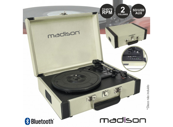 Gira-discos de alta fidelidade Madison  MAD-RETROCASE-CR 
