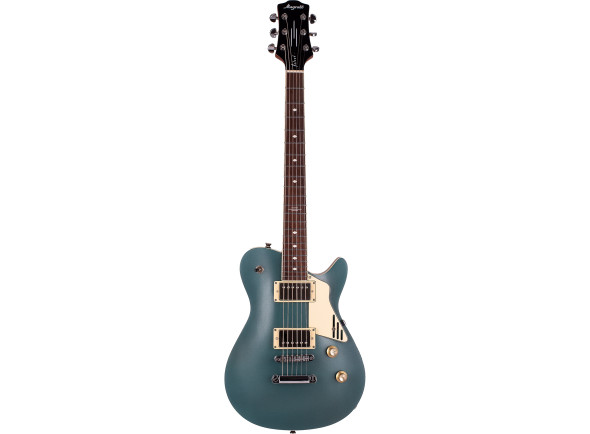  Guitarra elétrica/Guitares à pan coupé simple Magneto U-One Velvet Deluxe Vert métallisé soie avec Gig Bag