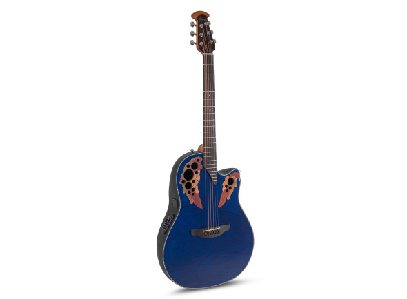 Guitarra Acústica Electrificada/Guitarra Acústica Ovation  Celebrity Elite Plus CE44P Mid Cutaway Blue Transparent Quilt