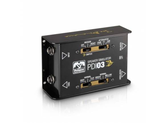 Palmer Di-Box PDI03JB
Joe Bonamassa Signature Model
Interruptor JB: Desligado / Médio / Pesado - comporta-se como um impulso médio
Atenuador: 24/12/0 db
Deep / Normal / Flat voicing switches
Interruptores de voz brilhantes / normais / moderados
1 Entrada
1 Saída
1 XLR balanceado para fora
1 até
Dimensões (L x A x P): 140 x 95 x 50 mm
Palmer Di-Box PDI03JB
Joe Bonamassa Signature Model
Interruptor JB: Desligado / Médio / Pesado - comporta-se como um impulso médio
Atenuador: 24/12/0 db
Deep / Normal / Flat voicing switches
Interruptores de voz brilhantes / normais / moderados
1 Entrada
1 Saída
1 XLR balanceado para fora
1 até
Dimensões (L x A x P): 140 x 95 x 50 mm