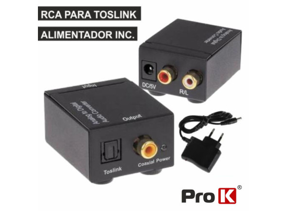 Conversor Áudio/Conversores analógico-digital ProK   Conversor Áudio RCA-TOSLINK