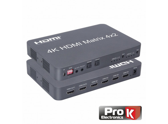 Convertidor/distribuidor de video ProK   Distribuidor Comutador Hdmi 4 Entradas 2 Saídas 4k Edid
