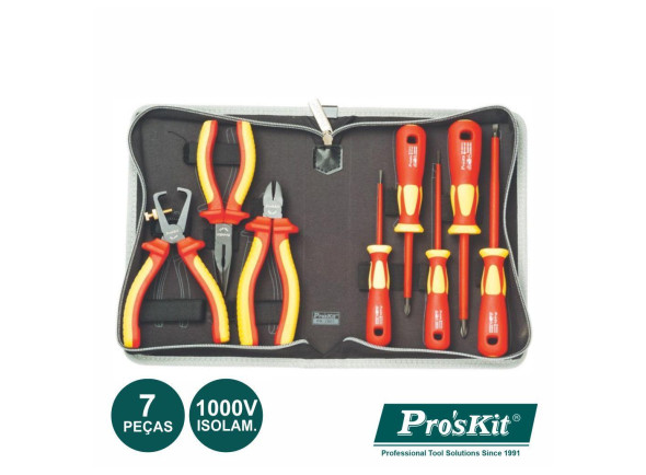 Mala Ferramentas/Ferramentas PROSKIT   Mala Ferramentas Profissional 1000v 7 Peças