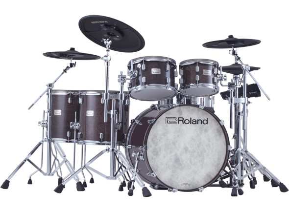 Roland VAD Conjuntos de bateria eletrónica <b>Roland VAD716 HYBRID DRUM GLOSS EBONY</b> Topo Gama Cascos Madeira Kit 6-peças