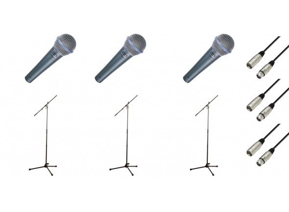 Microfone Vocal Dinâmico Shure Beta 58 Triple Bundle