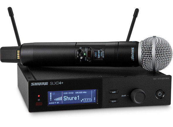 Sistema sem fio com microfone de mão dinâmico/Sistema sem fios com microfone de mão Shure SLXD24+E/SM58 G65