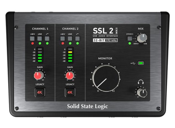 Interface de áudio USB-C 2 x 2/Interface Áudio USB SSL  2 MKII