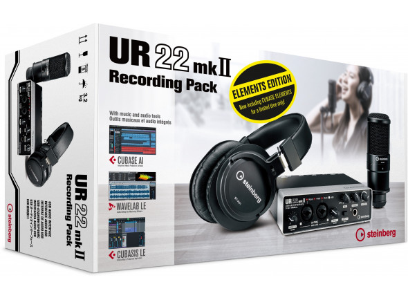 Conjunto de gravação de interface de áudio USB/Interface Áudio USB Steinberg UR22MKII Recording Pack Elements Edition  