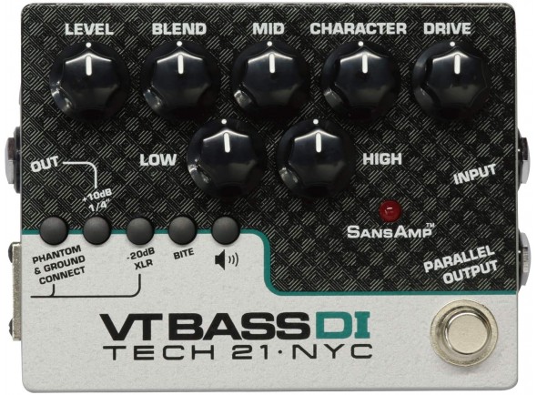 Tech 21 Pedal de efeitos para baixo elétrico/Pedais para baixo Tech 21 SansAmp Character VT Bass DI 