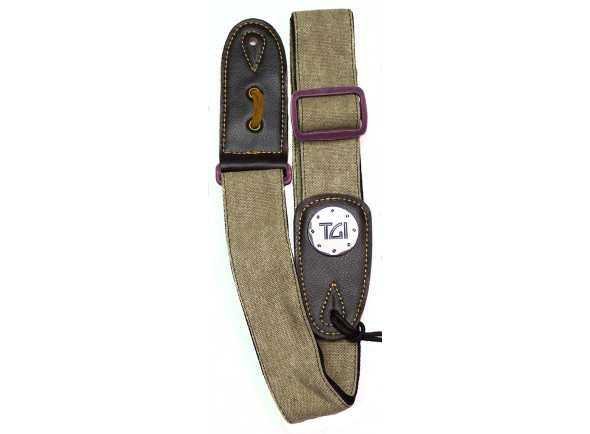 Correia para guitarra / baixo/Otros cinturones TGI Guitar Strap Woven Beige Denim Purple Buckle 