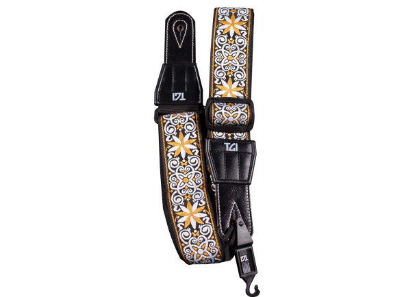  Correia para guitarra / baixo/Autres ceintures TGI Guitar Strap Woven Cotton Persian Stitch Gold 