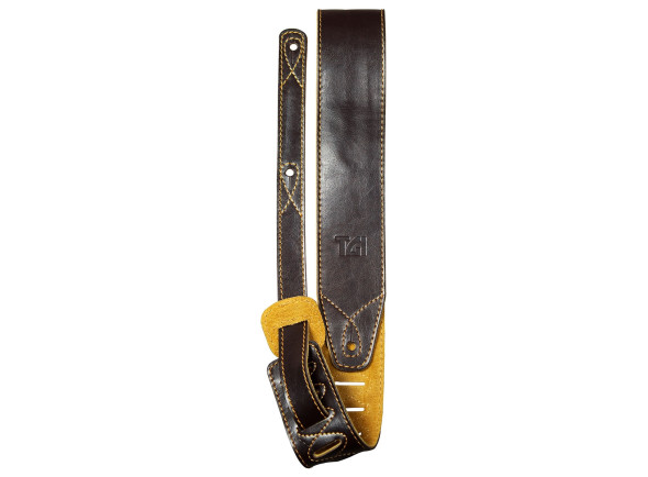  Correia de couro para guitarra e baixo/Correia de couro TGI Strap Brown Leather with Suede Back 