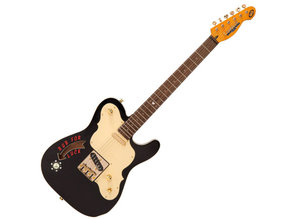Guitarras Vintage  Guitarra elétrica/Guitarras formato T Vintage Joe Doe 'Gambler' Roulette Wheel Black w/ Case