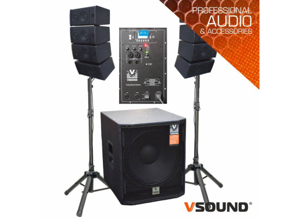 Conjuntos completos PA VSOUND  Sistema Line-Array Ativo 8 Colunas 2×4″+sub 18″ 1200W
