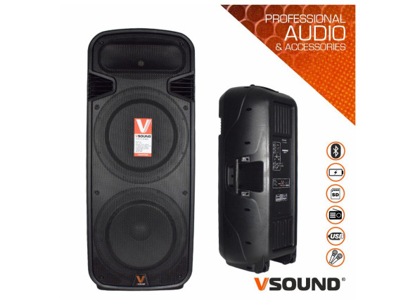 Coluna amplificada/Haut-parleurs amplifiés VSOUND VSS215 2X15